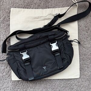 AMI Paris ADC Logo Black Messenger Bag